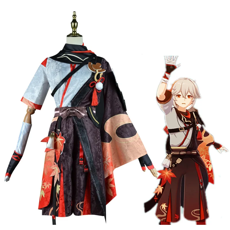 Костюм для косплея каэдехары казухи Genshin Impact карнавал на Хэллоуин искусственный