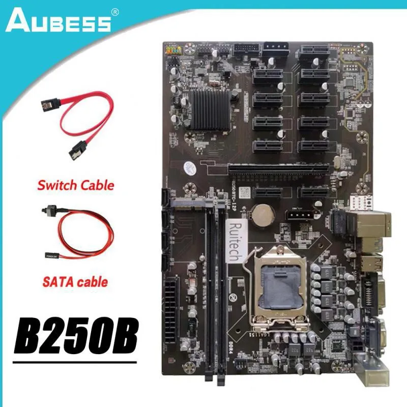 

B250 Mining Motherboard PCIe X1 PCI-E X16 LGA 1151 DDR4 SATA MSATA USB 3.0 VGA DVI-I For 12 Graphics Card Bitcoin BTC ETH Miner