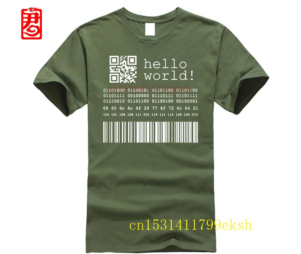 Футболка мужская с надписью хлопок Java программатор компьютер Hello World Code Linux Geek Team