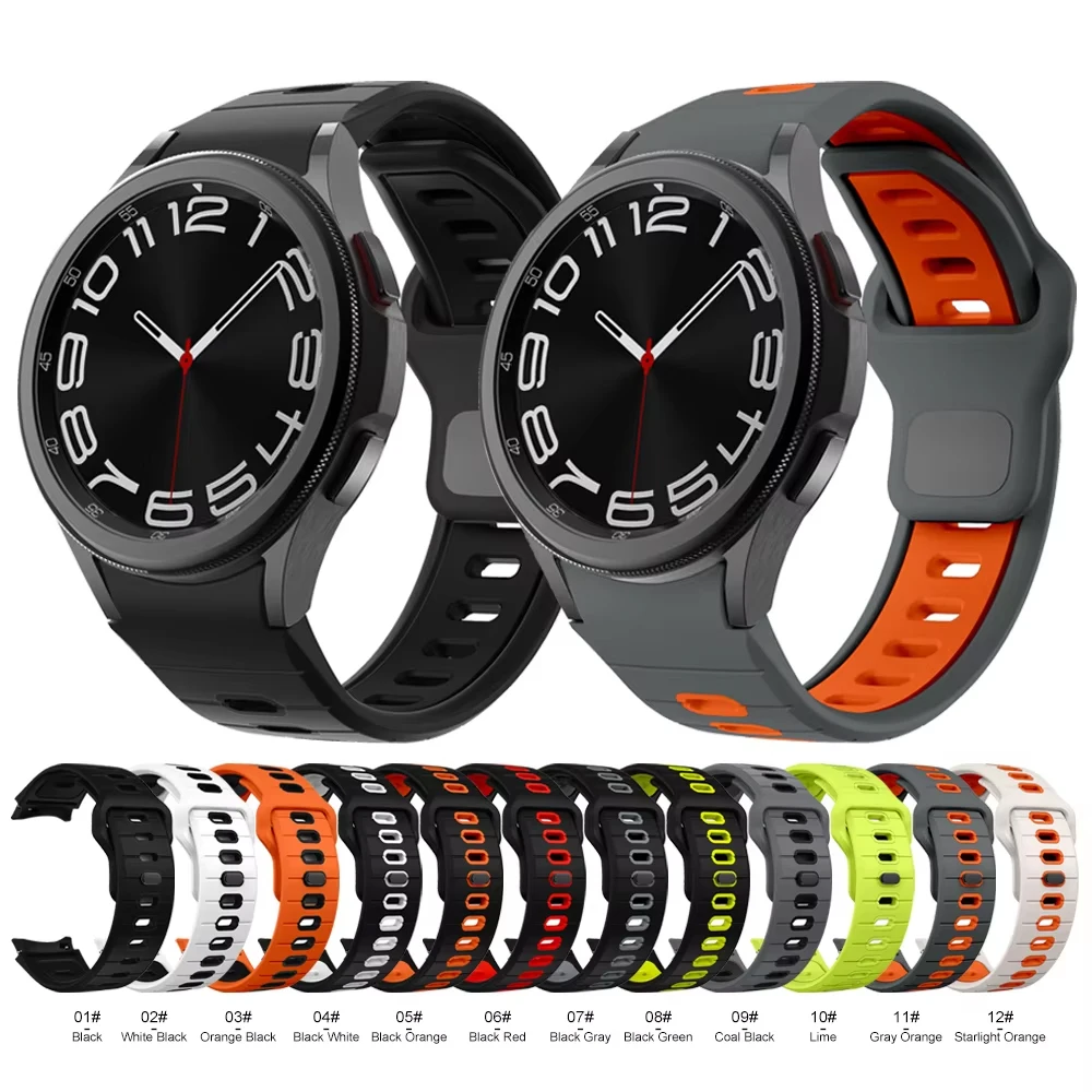 Фото Спортивные ремешки для Samsung Galaxy Watch 7 6 4 Classic 5 Pro 45 мм 40 мм 44 мм без зазоров Силиконовый браслет Correa Galaxy watch 7 №1
