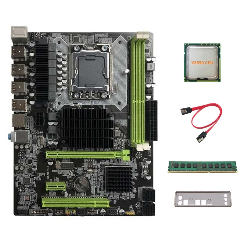 

X58 Motherboard LGA1366 Computer Motherboard Support RX Graphics Card With X5650 CPU+DDR3 4GB 1333Mhz RAM+SATA Cable