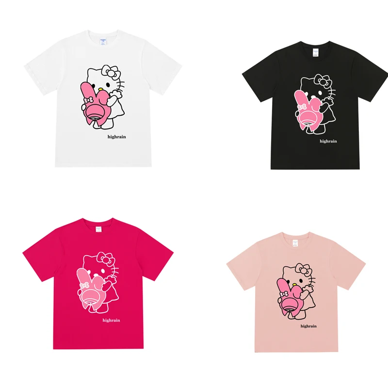 

Kawaii cute girl Polyol fiber Cartoon Front Shoulder Crew Neck Short Sleeve T-Shirt Women's Lazy T-Shirt gift for girlfriend