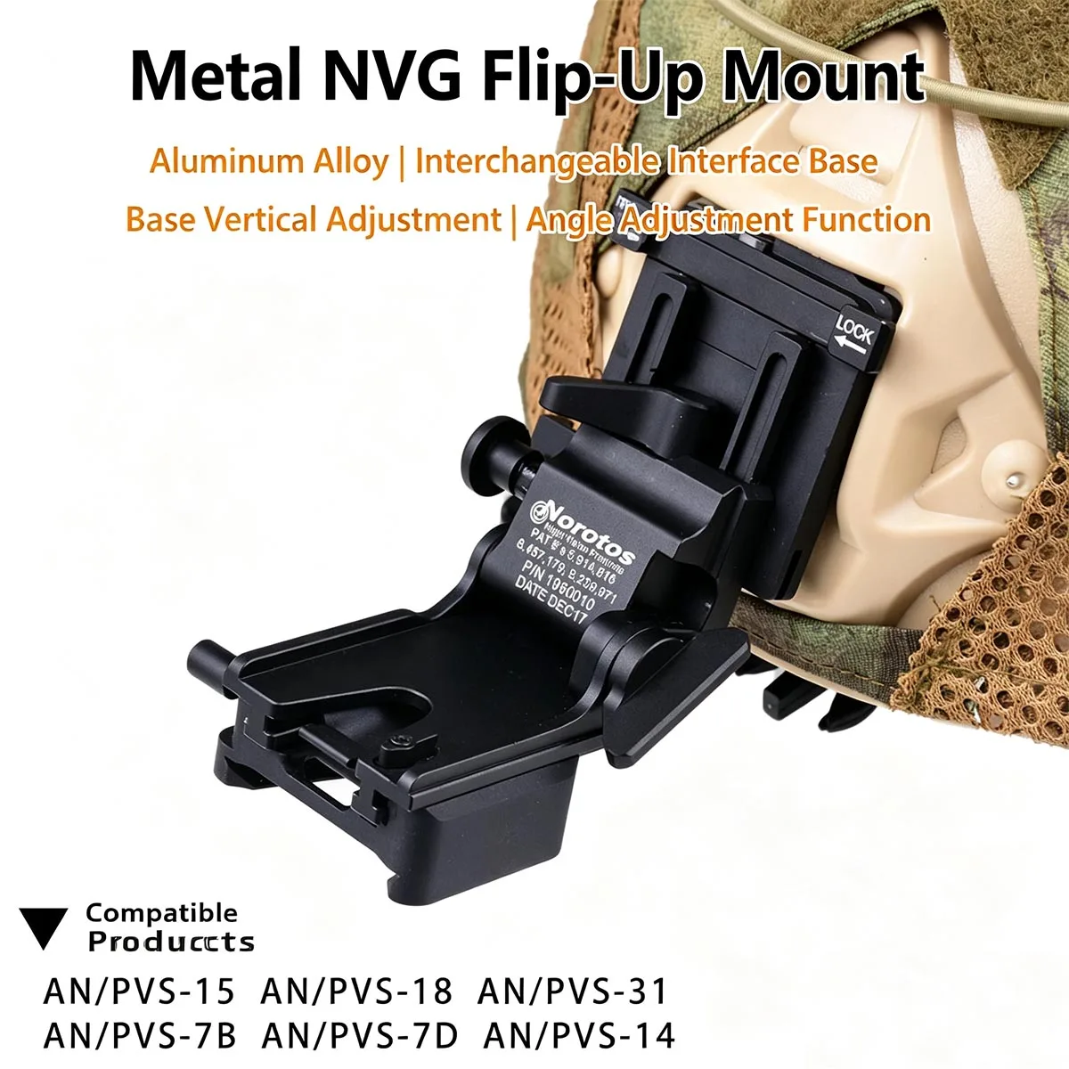 Крепление для шлема NVG для PVS-14, PVS-15, PVS-18, PVS-31, PVS-7B, PVS-7D. Универсальное металлическое крепление NVG для очков ночного видения. Алюминиевый кронштейн. (art.: 3920dc5f5560f) - 3920dc5f5560f