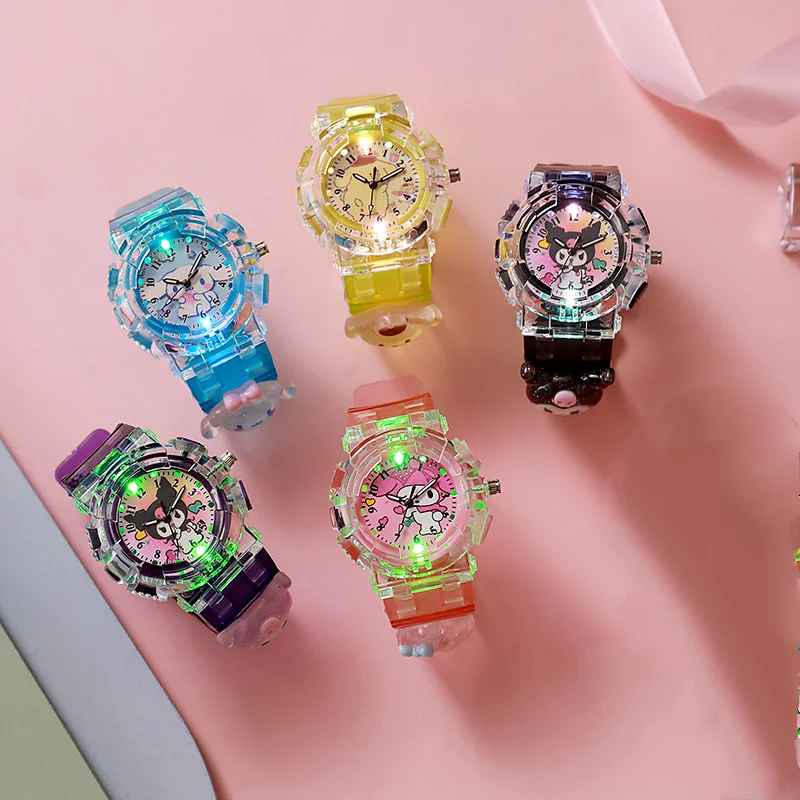 Лидер продаж светящиеся электронные часы Sanrios Hellokittys Мультяшные спортивные Kuromi
