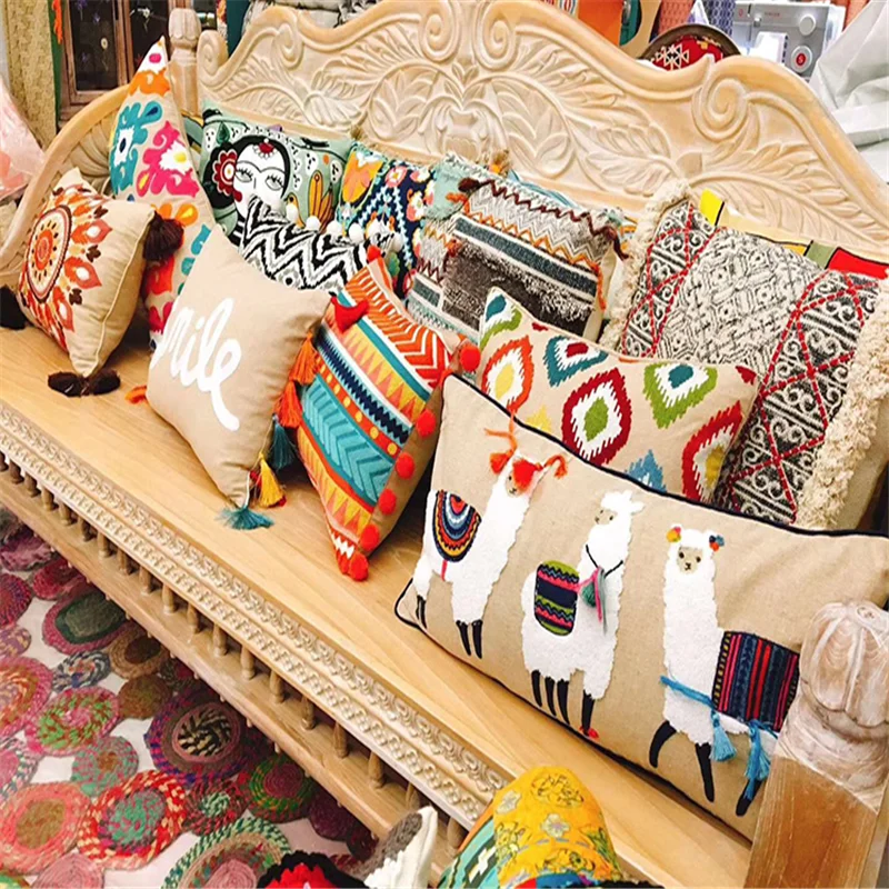 

Cartoon Feshion Tassels Knitting Throw Pillow Cushion Chair Waist Pad Decoration Free Shipping Rectangle18Inch Warm Woolen Yarn