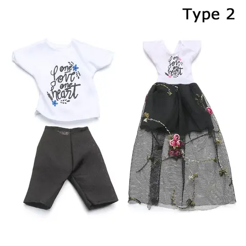 2 комплекта одежды для Барби Kens, модное платье, рубашка, джинсовая юбка в клетку, повседневная одежда, Барби, одежда для кукольного домика