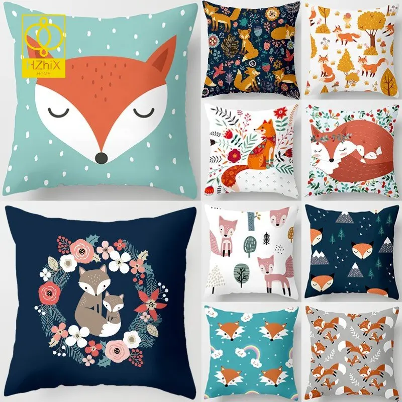

Cartoon Fox Pillowcase Cute Animal Waist Pillow Case for Home Living Room Bedroom Sofa Decoration Custom Cushion Throw Covers