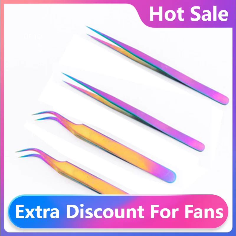 

Hot Sale 1PCS Stainless Steel Superhard Anti-static Eyebrow Tweezers Colorful Eyelashes Tweezers Makeup Tools
