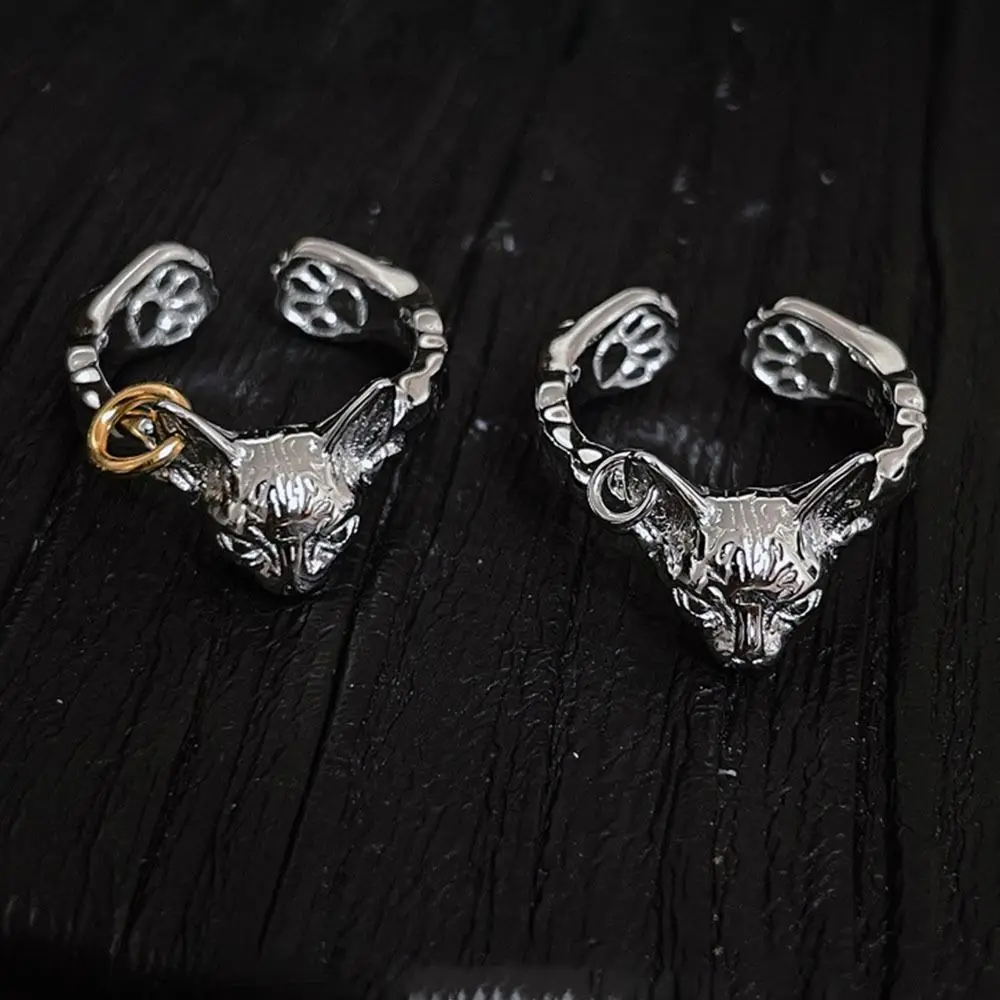 

Cute Fortune Hairless Cat Animal Rings Couple Jewelry Adjustable Finger Rings For Men Women Valentine's Day Gift