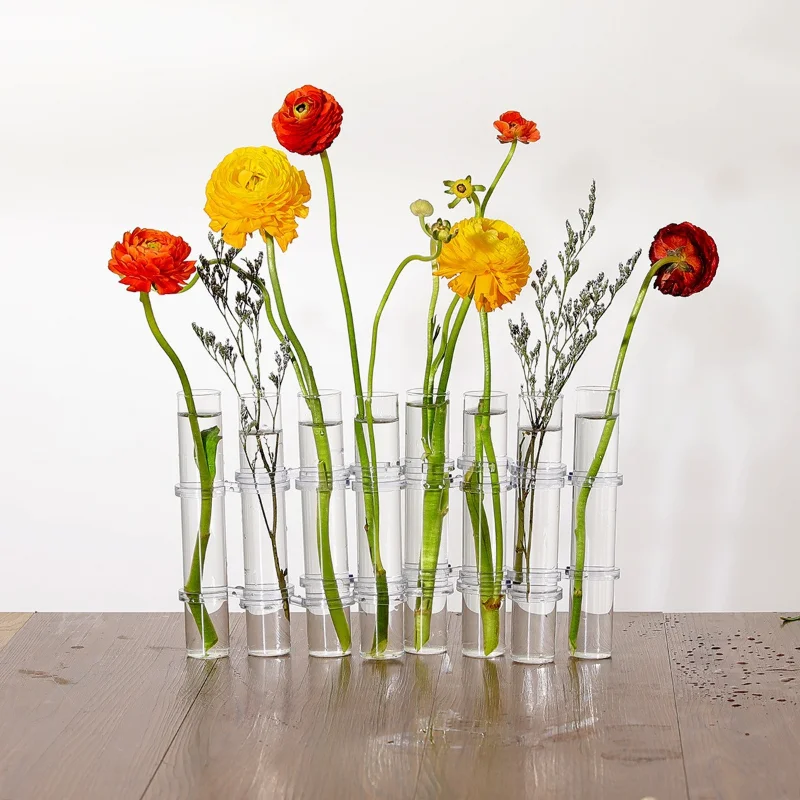 

Hinged Tube Vases Clear Test Tubes Flower Pot Floral Hydroponic Container Nordic Flower Vases Bedroom Dining Table Home Decor