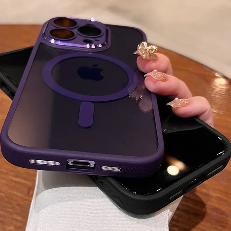 Оригинальный титановый серый чехол для iPhone 15 Pro Max Magsafe чехлы 12 13 14 14Pro Plus защита