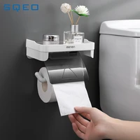 sqeo wall mount toilet paper holder bathroom tissue accessories rack holders self adhesive punch free kitchen roll paper holder