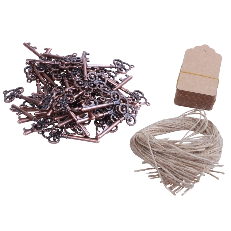

50Pack Key Bottle Opener With Tag Cards Wedding Favour Skeleton For Party Rustic Decoration