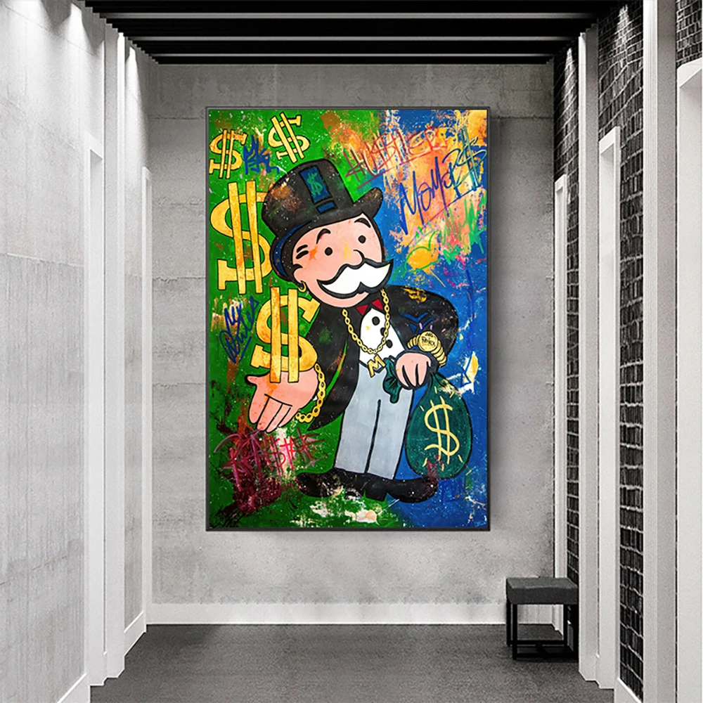 

Alec Monopoly Graffiti Pop Art Canvas Painting Money Street Posters Prints Wall Pictures Living Room Home Decoration Cuadros