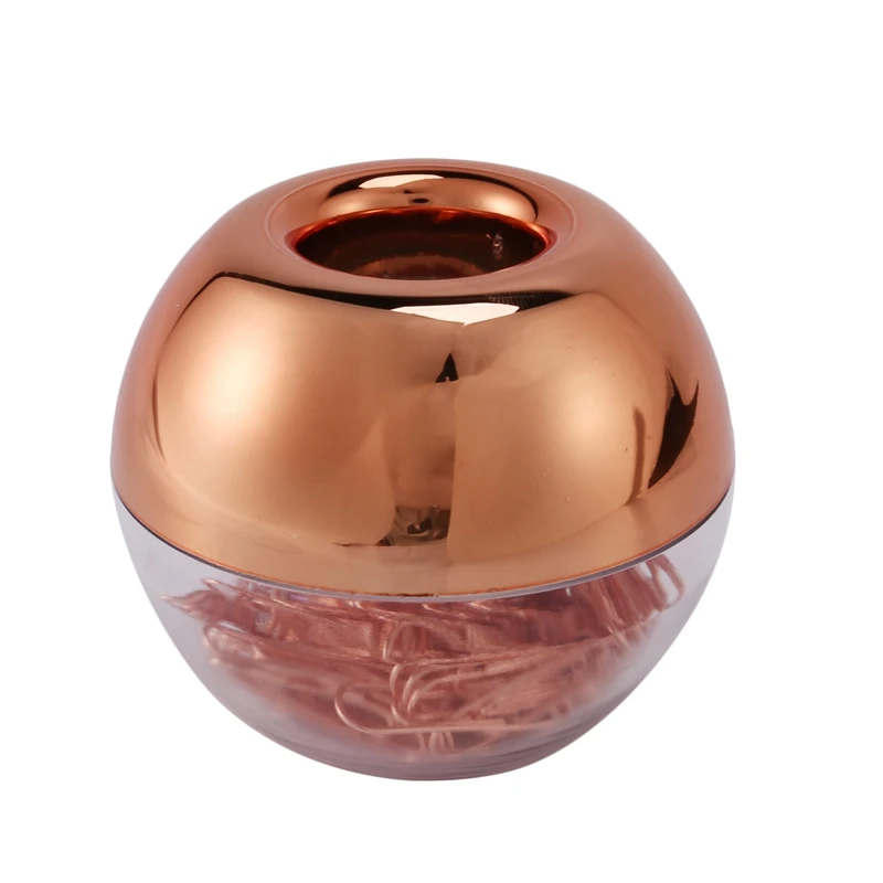 

100 Paper Clips In Rose Gold Magnetic Clip Dispenser, Rose Gold Paper Clips Holder, 28Mm, Rose Gold, 100 Clips Per Box