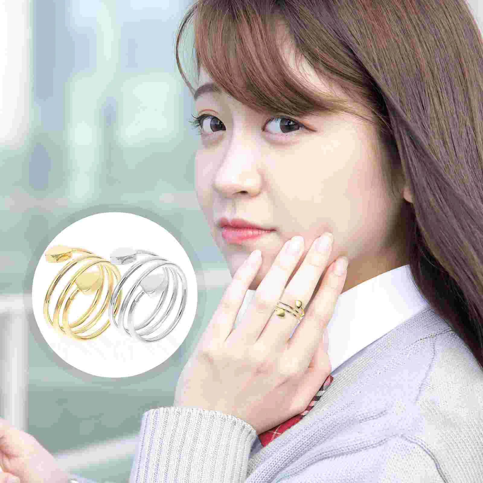 

2 Pcs Ring Magnet Memorial Gift Women Decorative Finger Rings Energy Heart Elements Vintage Gifts Magnetic Miss