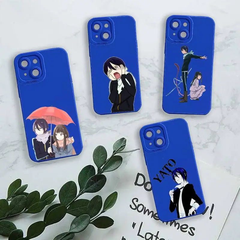 

Japanese Yato Noragami Anime Phone Case For iPhone 13 12 11 Pro MAX Mini X XS XR 7 8 Plus Camera Lens Liquid Silicone Klein Blue