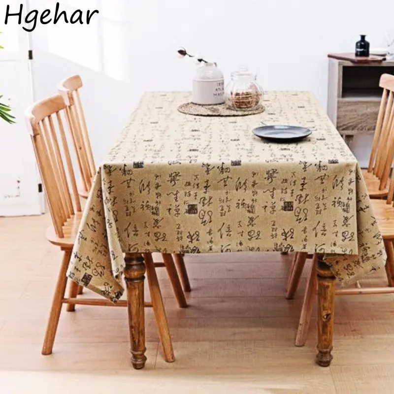 

Скатерть для стола в китайском стиле, прямоугольный минималистичный дизайн с надписями, шикарное украшение для дома, Пыленепроницаемая ска...