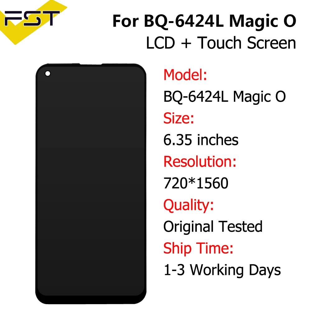 100% Оригинальный ЖК-дисплей для BQ Mobile BQ-6424L Magic O, ЖК-дисплей и дигитайзер сенсорного экрана в сборе для BQ 6424L, Замена ЖК-дисплея