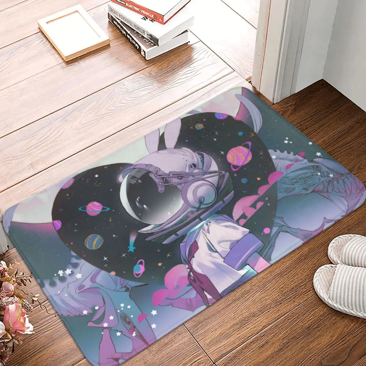

Astronaut And Space Bathroom Mat Cartoon Pink Girl Doormat Kitchen Carpet Balcony Rug Home Decoration