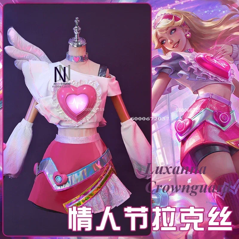 Игра LOL Lovestruck Luxanna Crownguard Косплей Костюм День святого Валентина Skin Lux Женский наряд