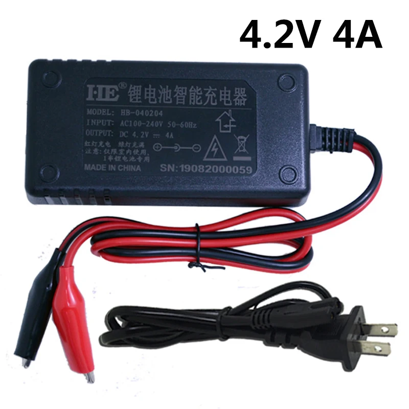 

Зарядное устройство для 1S литий-ионного аккумулятора с зажимами типа «крокодил», 4,2 в, 4 а