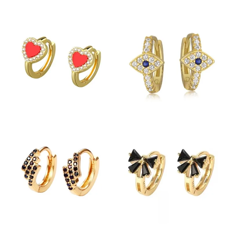 

Mini Blue Zircon Evil Eyes Pendant Small Stud Earrings for Femme Hoop Earring Jewelry Mujer 2022 Fashion Women