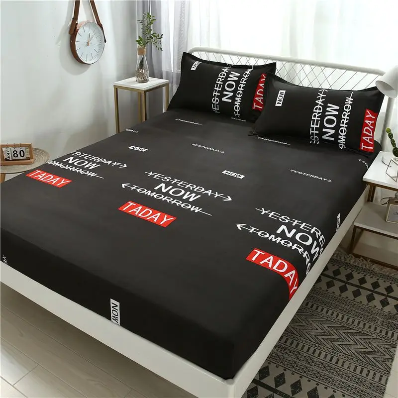 

Double bedspread sheet protective cover with elastic band fashion bedsheet, solid color mattress cover, queen-size bedspread