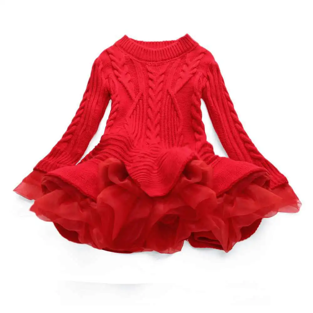 

Свитер для девочек одежда осень-зима детское вязаное платье принцессы с длинным рукавом шерстяное платье Детская одежда для девочек