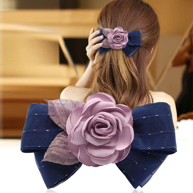 

i-Remiel Best Selling Products Bowknot Gothic Flower Spring Clip Hairpin Top Clips Simple Handmade Hair Jewelry Accessories