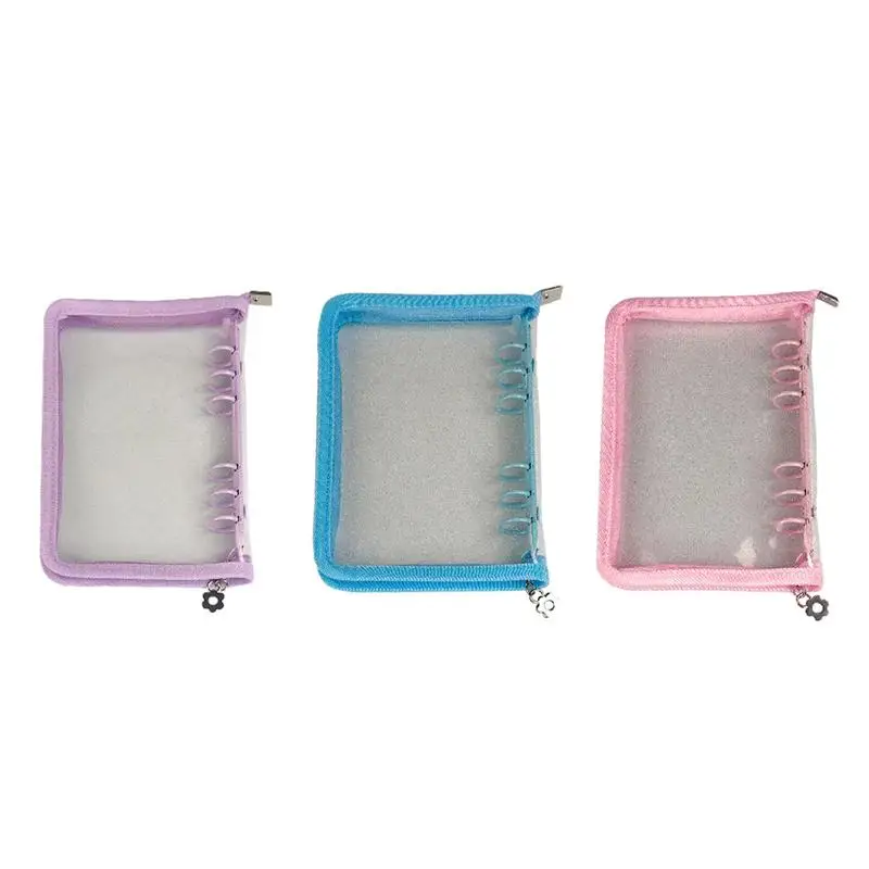 

6-Hole Loose Leaf Cover Transparent Loose Leaf Pouch Document Filing Zipper Folders Notebook Cover Case Refillable For Diary