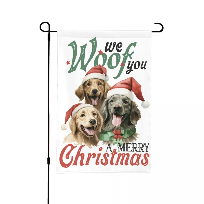 

We Woof You A Merry Christmas Christmas Garden Flag Santa Gift Garden Decoration Banner 31x46cm(12in X 18in)