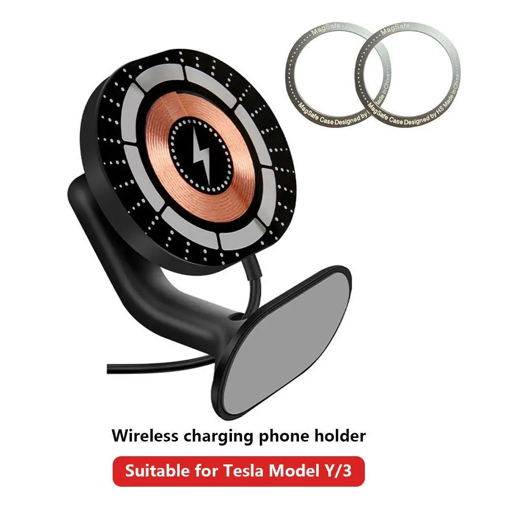

Автомобильный держатель для телефона Tesla Model 3 Y 2023, быстрая зарядка, магнитное беспроводное крепление, адсорбируемый держатель смартфона, аксессуары