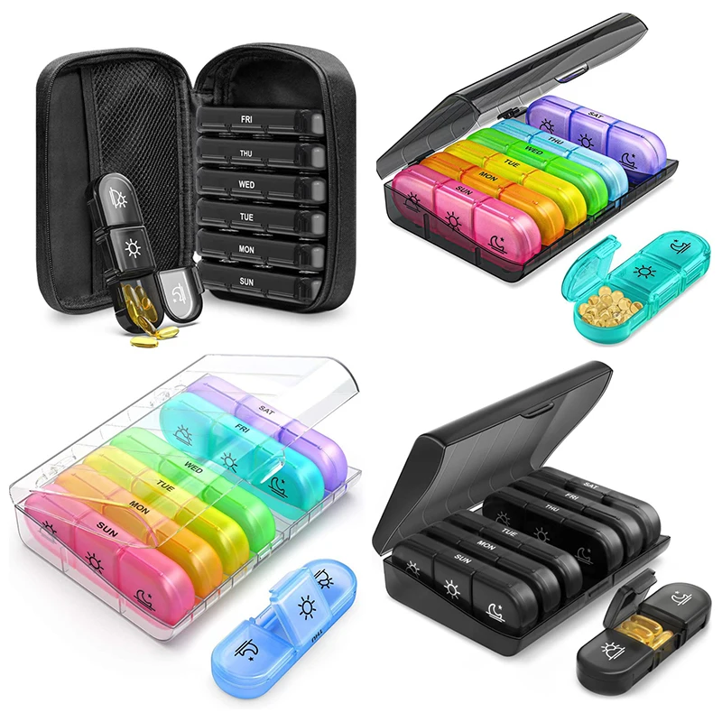 

Portable Pill Box 7 Days Organizer 21 Grids 3 Times One Day Portable Travel With Large Compartments For Vitamins Medicine