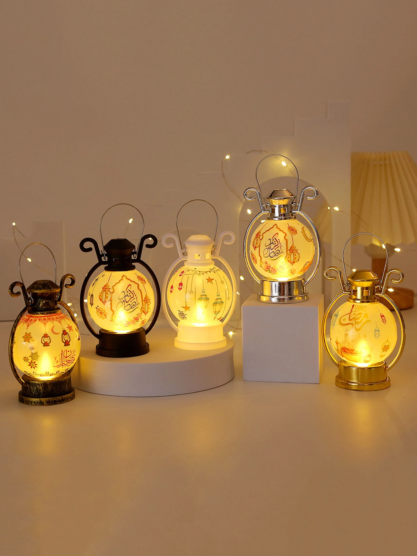 Ramadan Festival Lantern Candle Holder Eid Al-fitr Decoration Ramadhan Lights Gift (Note: Batteries Not included)