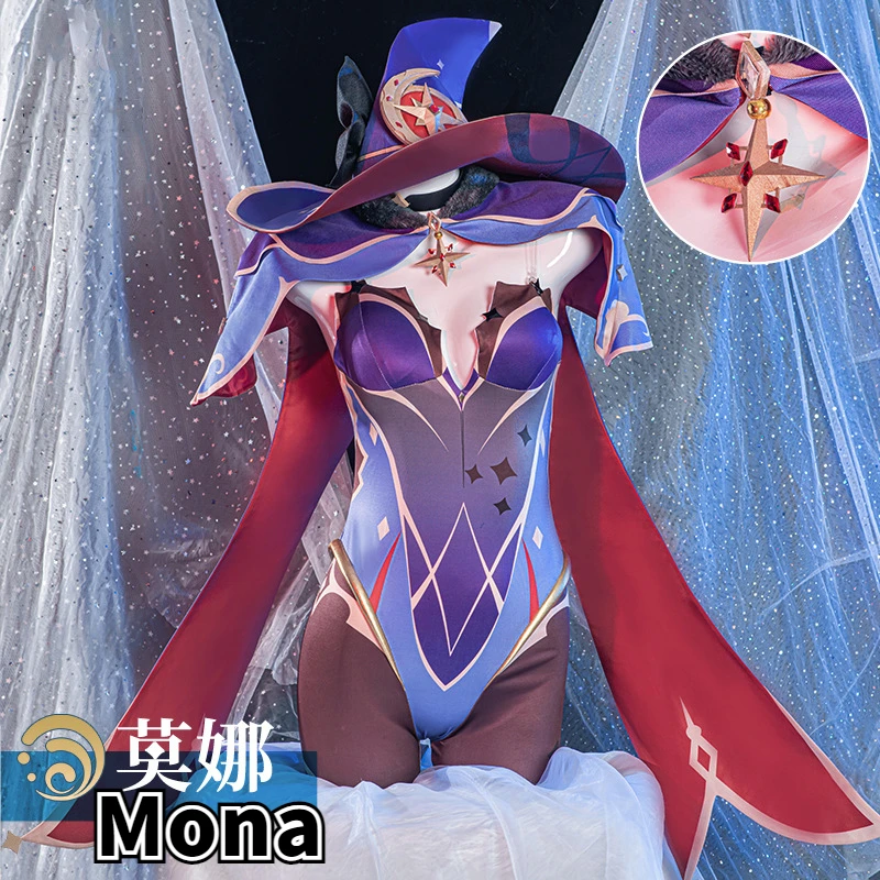 

Игра Genshin Impact Mona косплей аниме костюм для девушки для хеллоуина Fo женщины Genshin косплей женские сексуальные чулки набор париков Witch аниме