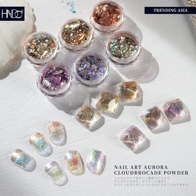 

6 Colors Shiny Irregular Flakes Crystal Opal Powder Aurora Sequins Nail Glitter for Manicure Design Material WK Series Wholesale