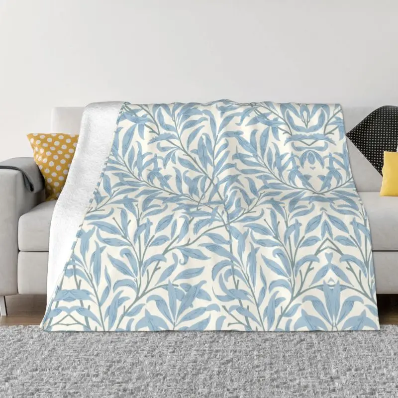 

William Morris Style Arts And Crafts Willow Pattern Blanket 3D Print Flannel Fleece Warm Throw Blanket for Travel Bed Sofa Quilt