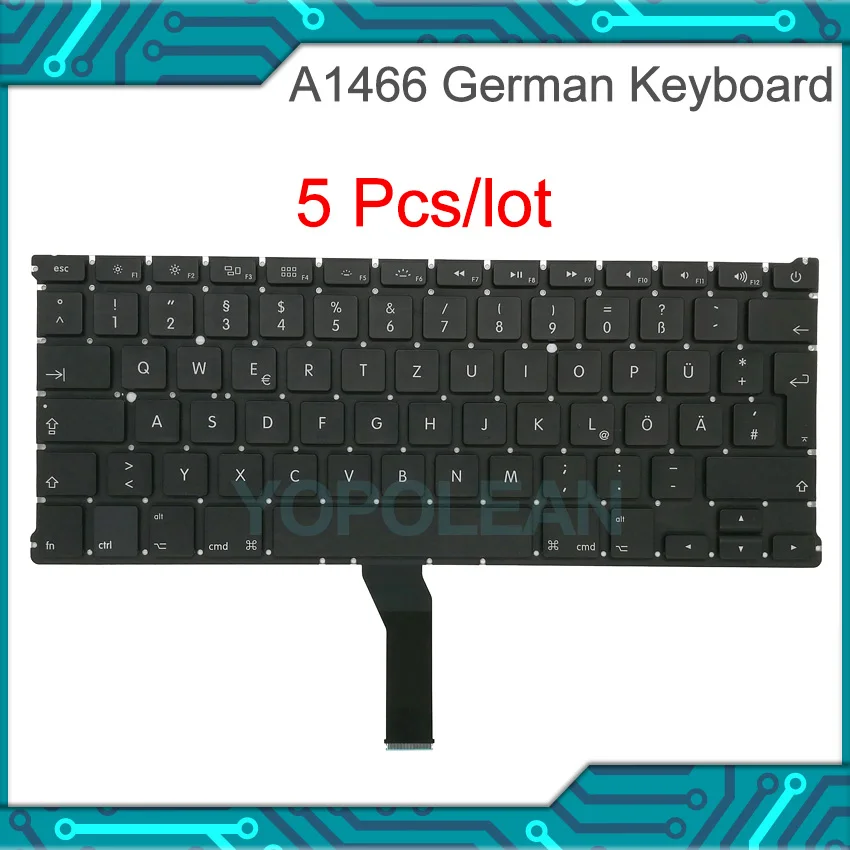 

Новая клавиатура для Macbook Air 13 "A1369 A1466 с немецкой раскладкой, 5 шт./лот, 2011, 2012, 2013, 2014, 2015, 2017 года