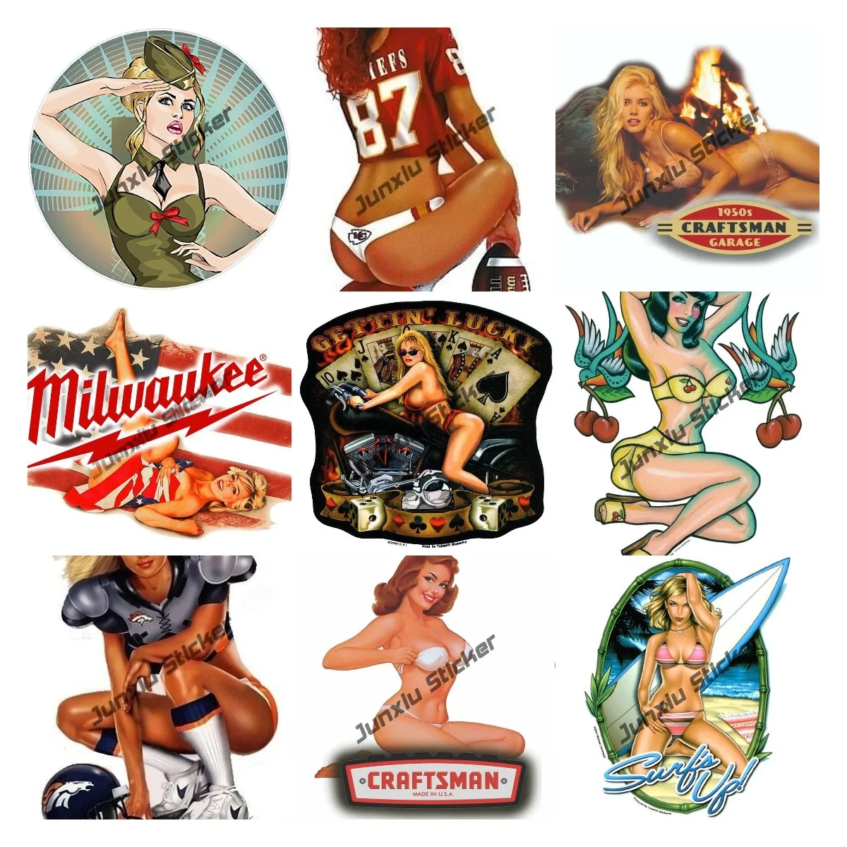 

Pin Up Girl Stickers for Laptop Water Bottle Luggage Snowboard Bicycle Skateboard Decal for Kids Teens Adult Waterproof Stickers