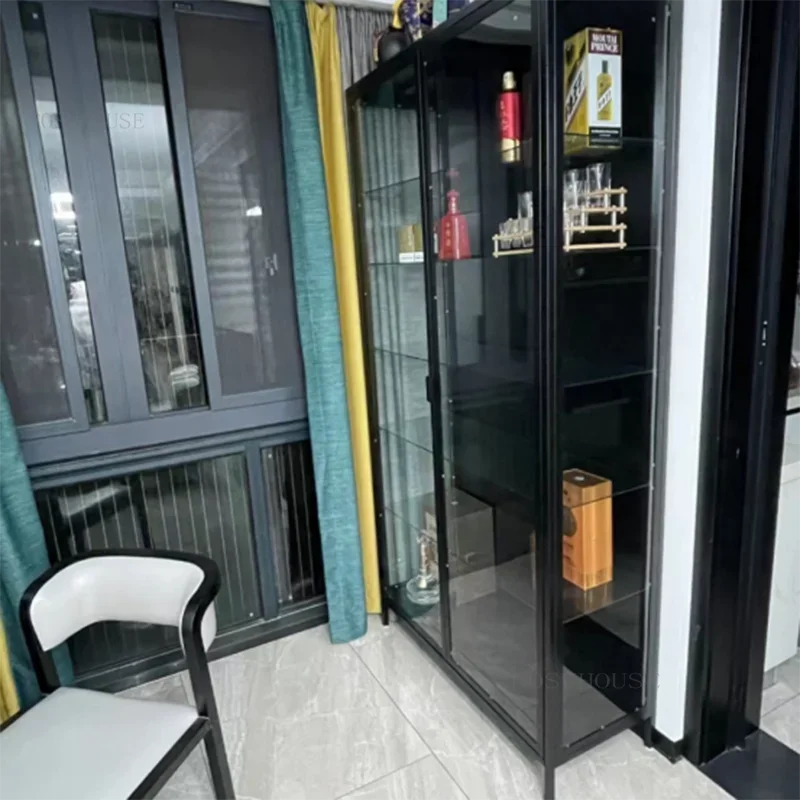Современные минималистичные Винные Шкафы для гостиной стеклянная дверь витрина
