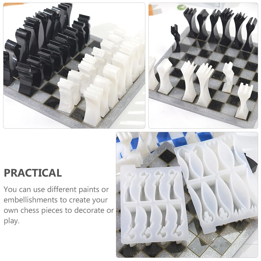 2 Pcs Chess Mold Pieces Resin Molds Silicone DIY Casting Moulds Gummy 3D Making Tray Candy