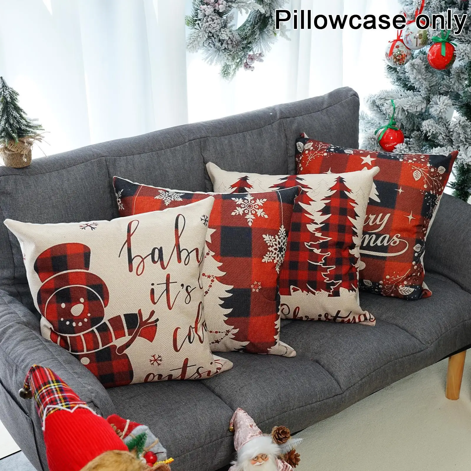 

Christmas Cushion Cover Pillowcase Sofa Cushions Pillow Cases Cotton Linen Pillow Covers Home Decor Decorative Pillowcases 45cm