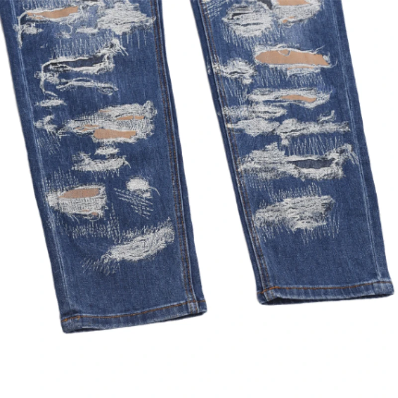 Retro Washed 3D Printed Fake Distressed Jeans Hip Hop Denim Pants Streetwear Jean Pants Mens Harajuku Cotton Trousers Joggers