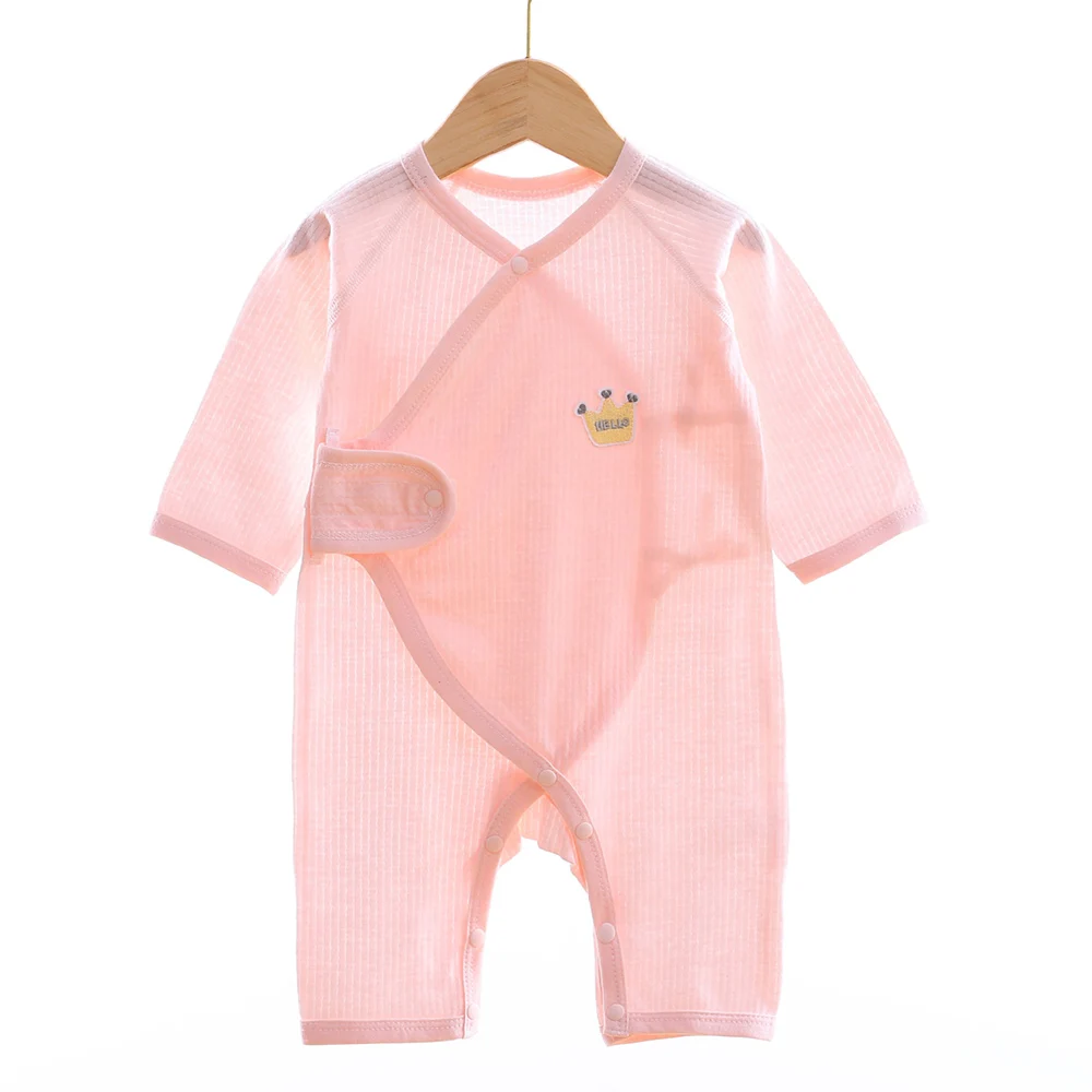 

100% Cotton Baby Girl Rompers Long Sleeve Solid Color Spring Autumn Newborn Clothes 0-6 Months Baby Bodysuits