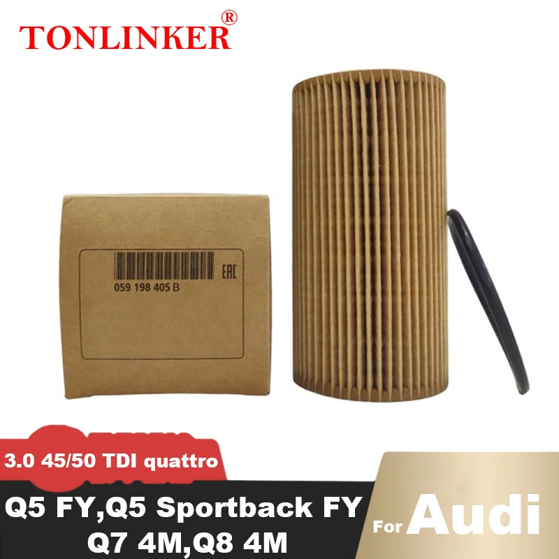 

TONLINKER Oil Filter 059198405B For Audi Q5 Q5 Sportback Q7 Q8 4M 3.0 45/50TDI quattro 2015-2019 2020 2021 2022 Car Accessories