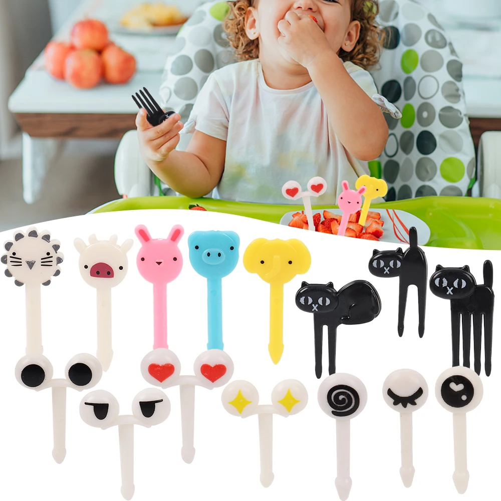 

6-10Pcs Animal Farm Dinosaur Fruit Fork Mini Cartoon Children Snack Cake Dessert Pick Bento Vegetable Crockery Decoration