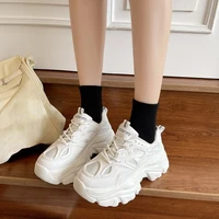 new black dad chunky sneakers casual vulcanized shoes woman high platform sneakers lace up white sneakers women 2022