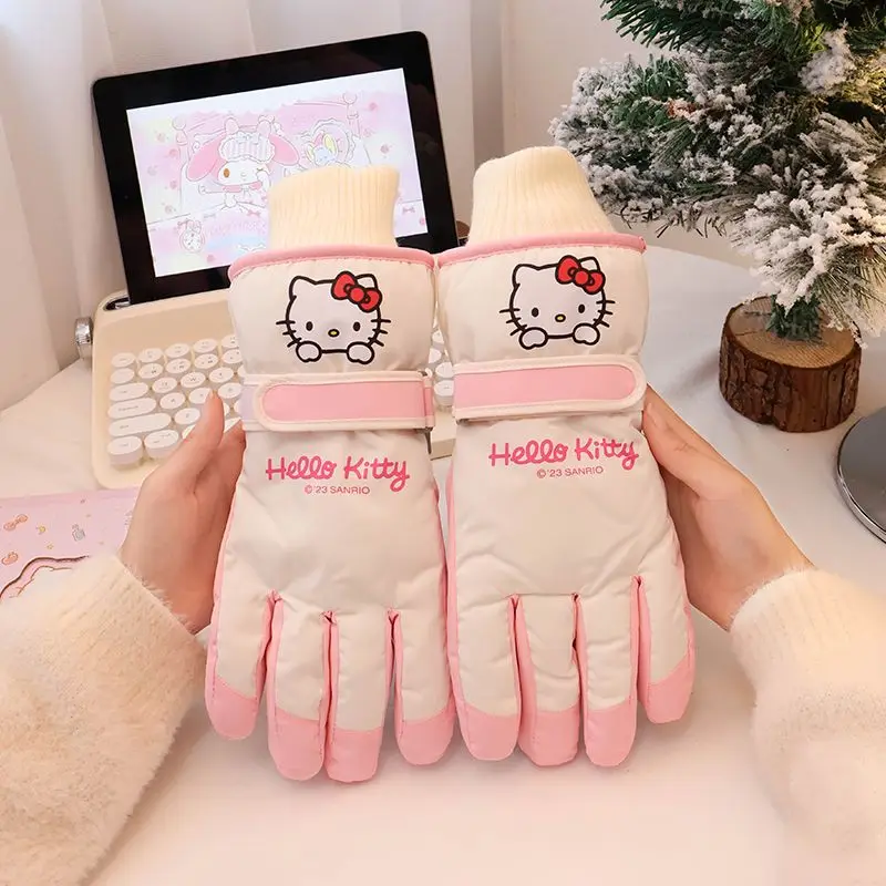 Sanrio Hello Kitty лыжные перчатки с милым мультяшным принтом Cinnamoroll Kawaii Girly Heart удобные
