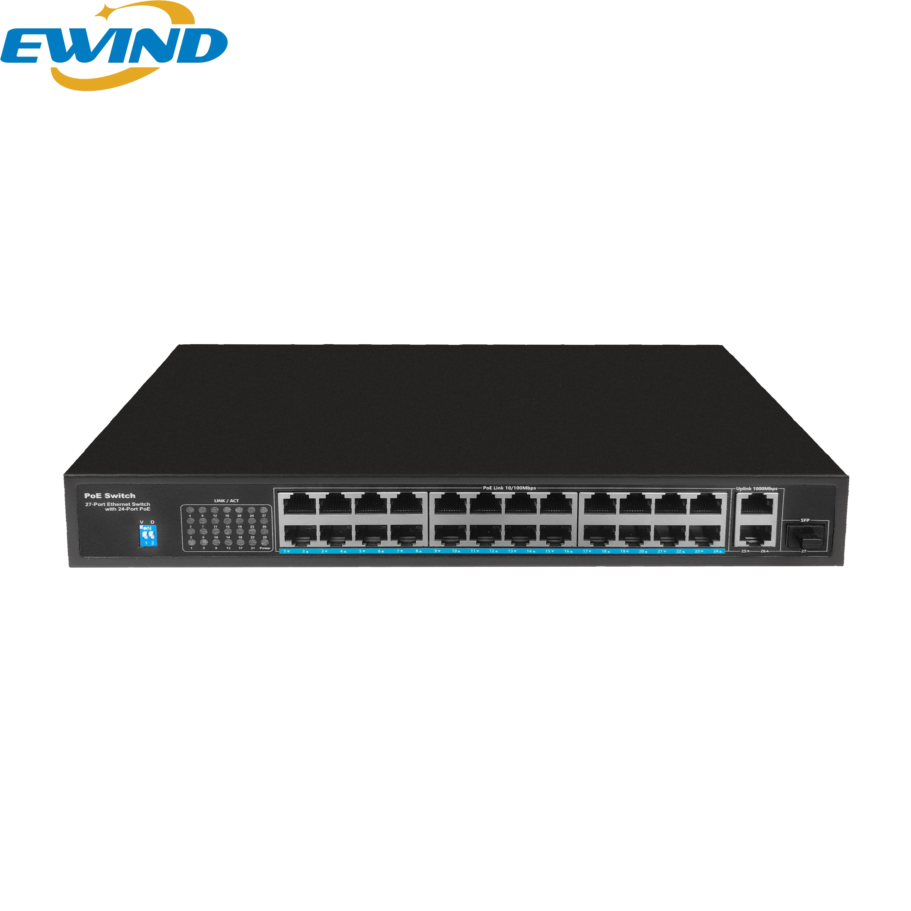 EWIND 27 Port POE Switch with 2 10/100/1000M RJ45 Port and 1 Gigabit SFP Slot AI Smart Network Switch for IP Camera/Wireless AP